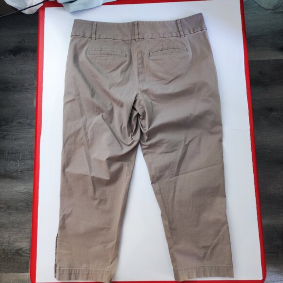 Loft Outlet pants original crop flat front casual / business casual tan size 10 - Picture 3 of 12